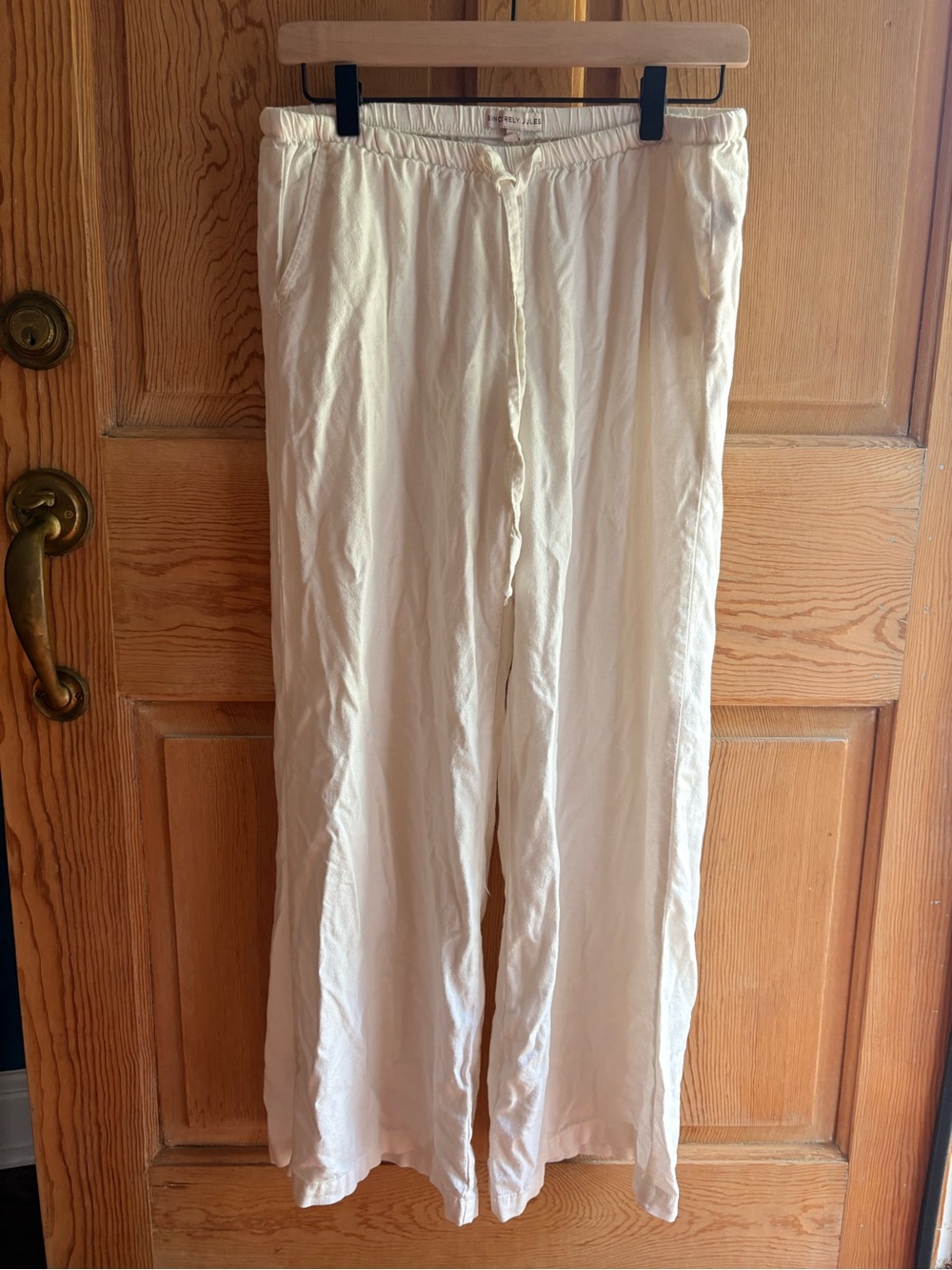 Lightweight White Wide-Leg Linen/Cotton Blend Pants | Size Medium